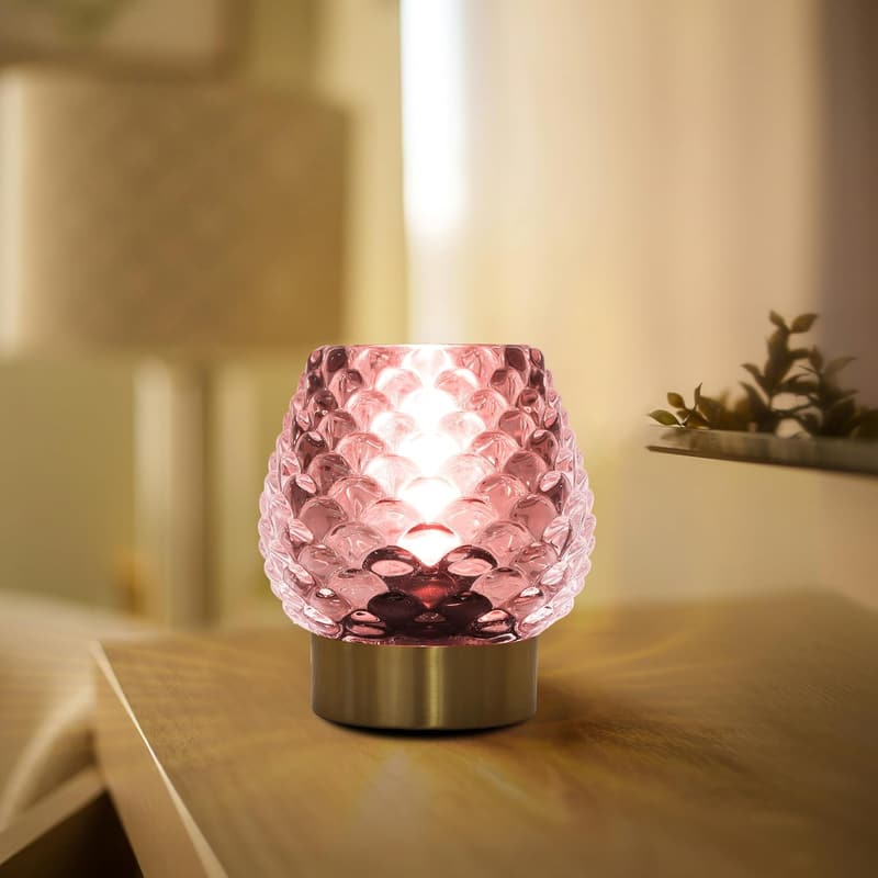Cordless Mini Glass Lamp with Timer for Small Spaces