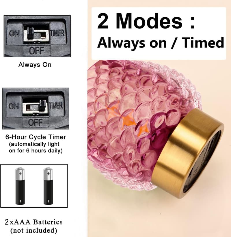 Cordless Mini Glass Lamp with Timer for Small Spaces
