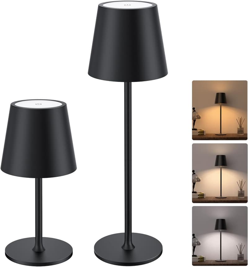 Rechargeable Portable LED Table Lamp Set - 3 Adjustable Heights, Waterproof