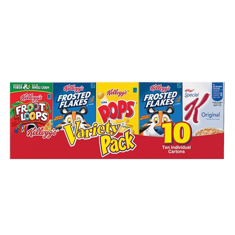 Kellogg's Cold Breakfast Cereal Variety Pack, 10.94oz Tray