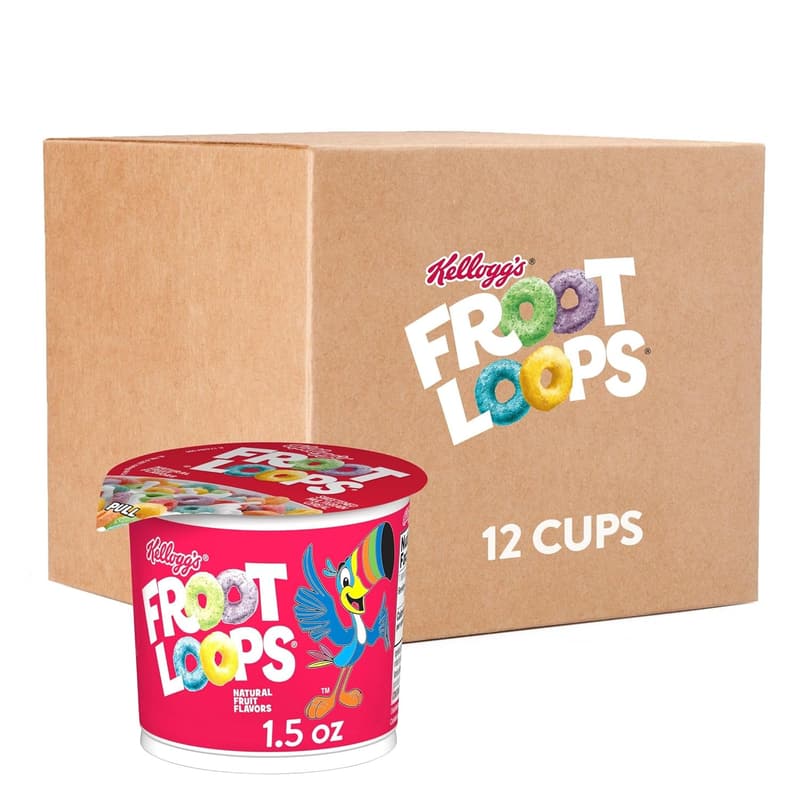 Froot Loops Breakfast Cereal Cups with Vitamin C, 18oz Case (12)