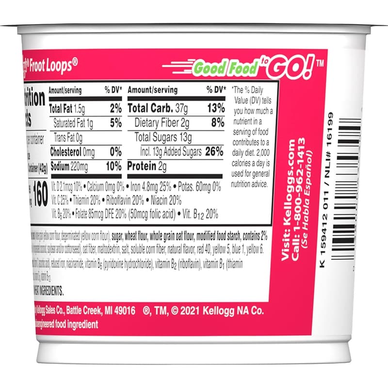 Froot Loops Breakfast Cereal Cups with Vitamin C, 18oz Case (12)