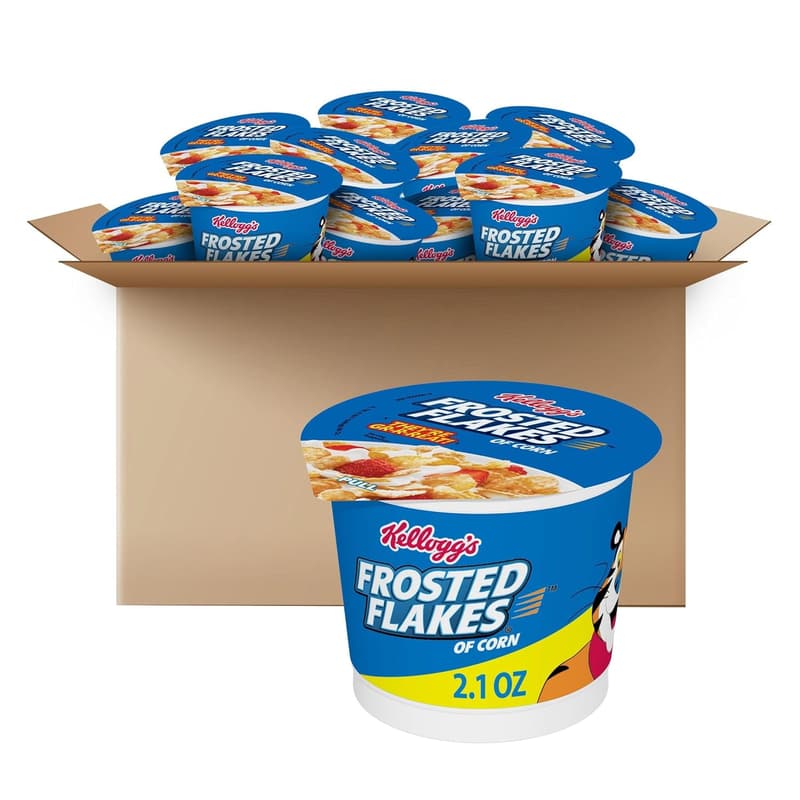 Kellogg's Frosted Flakes Kids Cereal Cups, 8 Vitamins, 25.2oz Case
