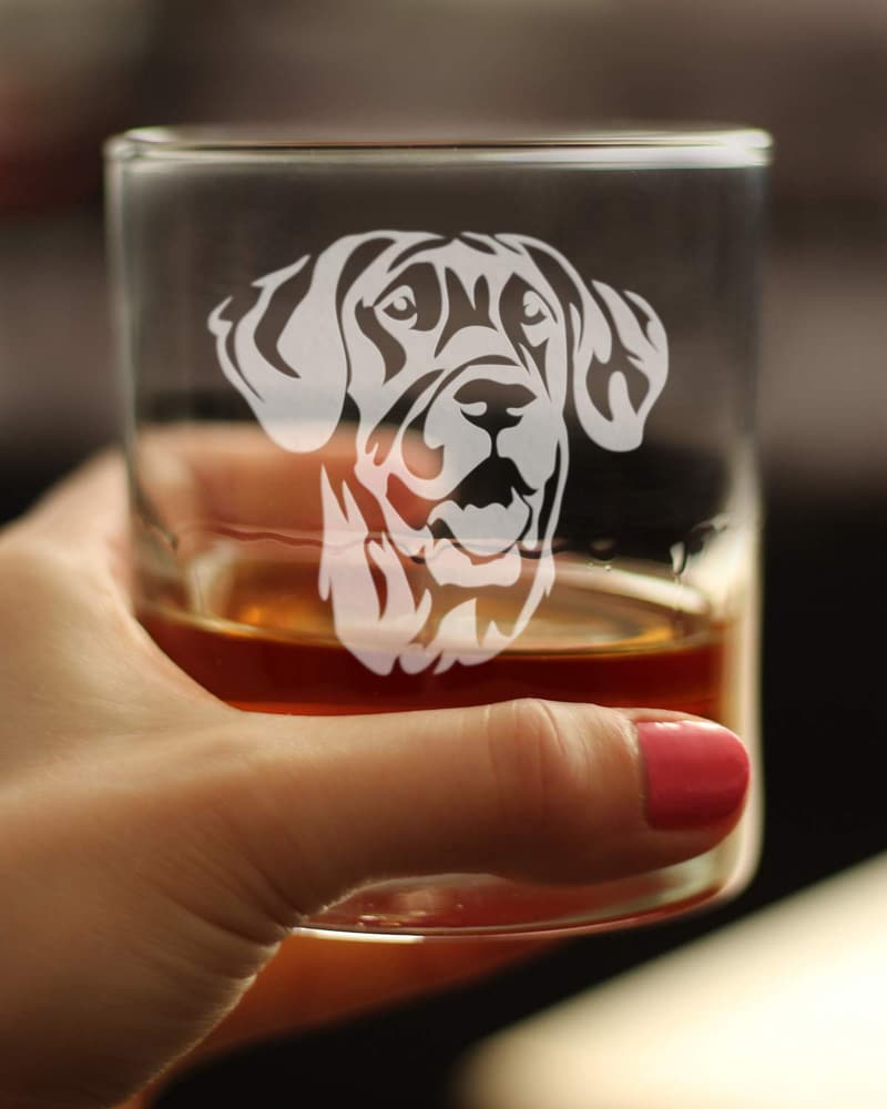 Great Dane Whiskey Rocks Glass - Unique Gift for Dog Lovers