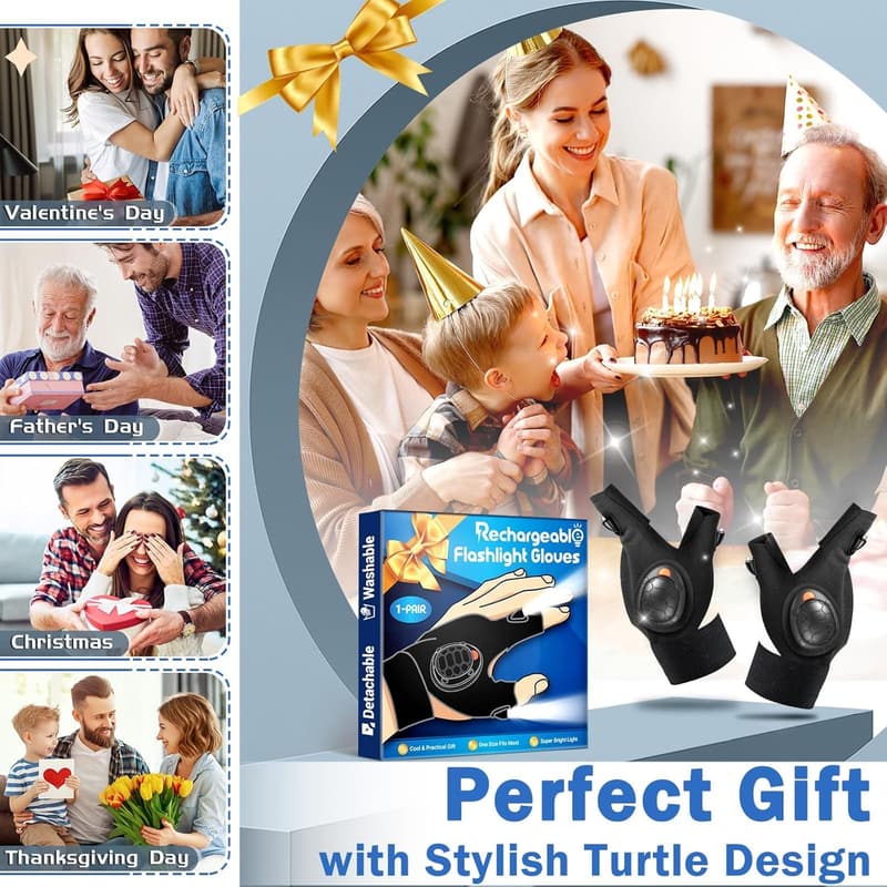 Christmas LED Flashlight Gloves for Men & Women - Handy Gadget