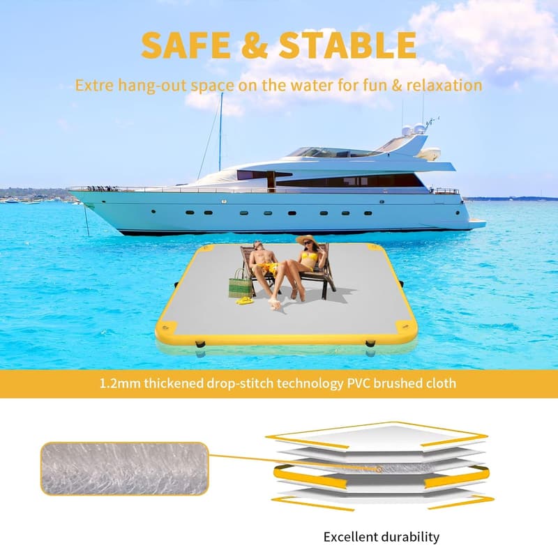Inflatable Floating Dock Platform for Pool, Lake, Beach