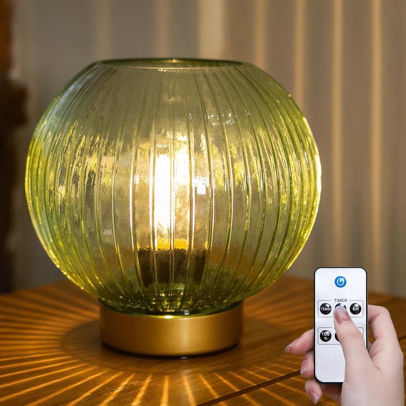 Battery Operated Dimmable Table Lamp with Remote Control - Green