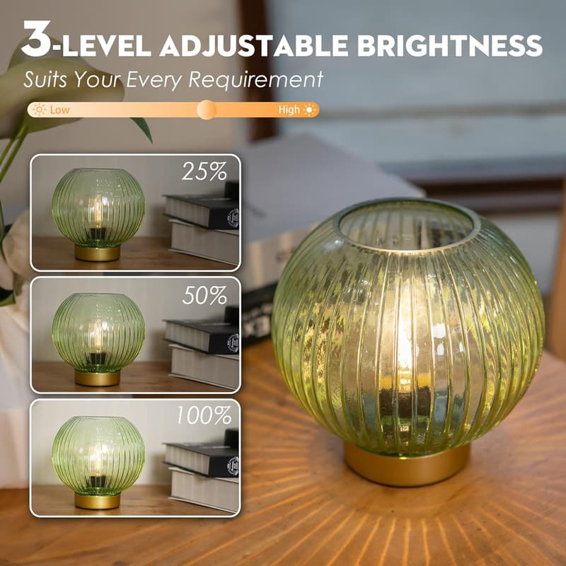 Battery Operated Dimmable Table Lamp with Remote Control - Green