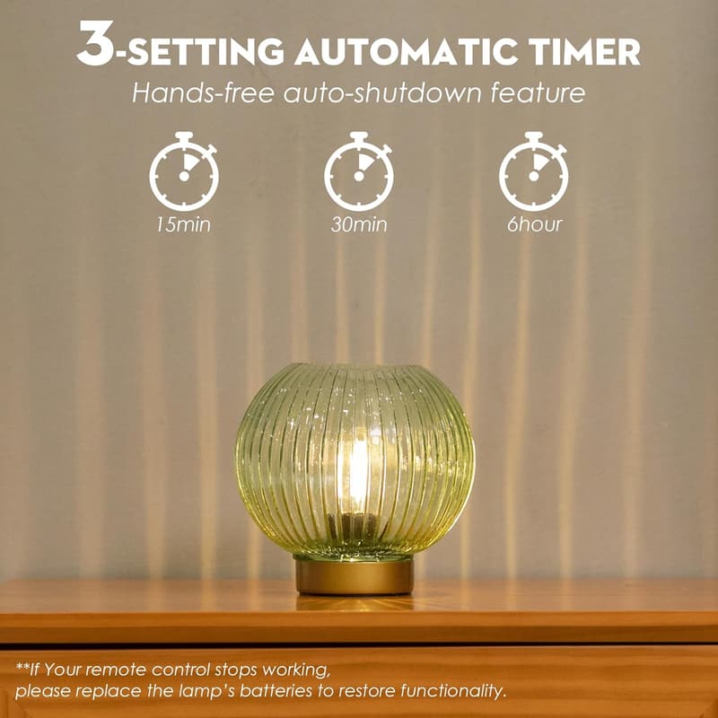 Battery Operated Dimmable Table Lamp with Remote Control - Green