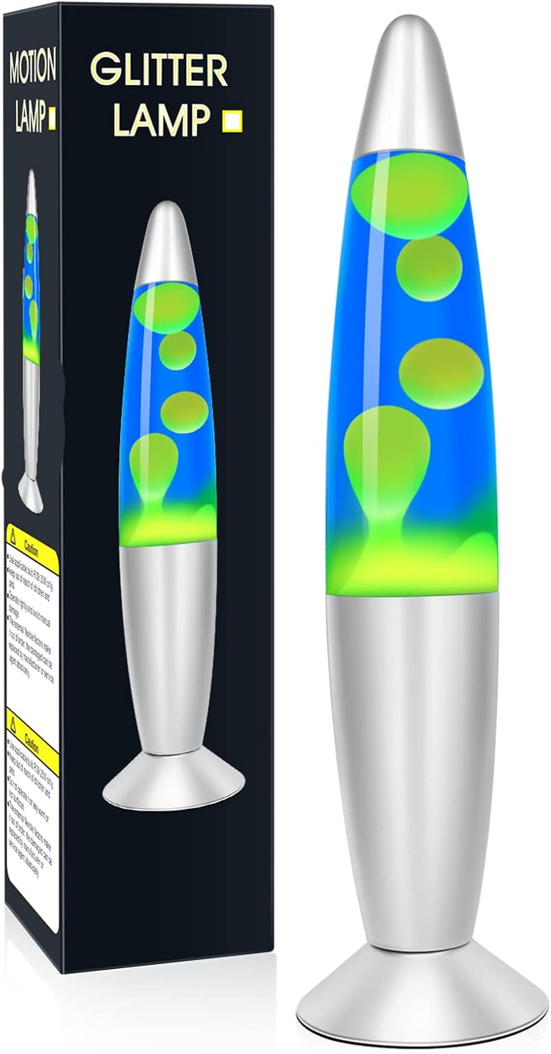 Liquid Motion Table Lamp for Bedroom Mood Lighting - Green Wax in Blue Liquid