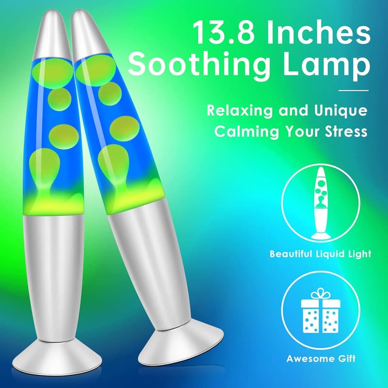 Liquid Motion Table Lamp for Bedroom Mood Lighting - Green Wax in Blue Liquid