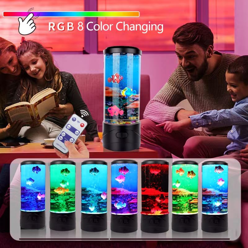 Color Changing Bubble Fish Lamp – 8 LED Aquarium Night Light