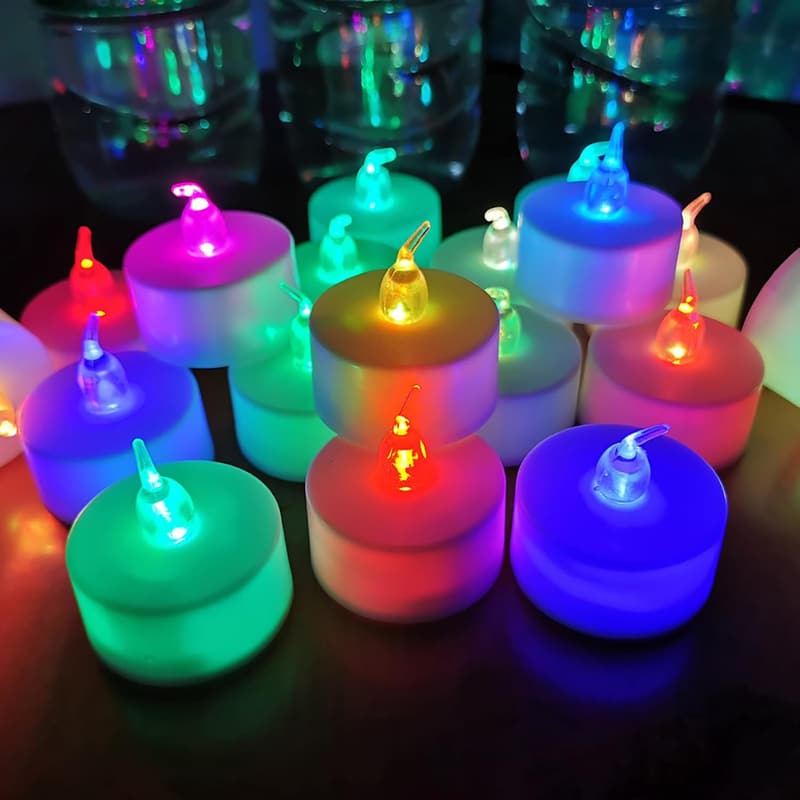 7-Color Changing LED Tea Lights - 24-Pack Flameless Candles
