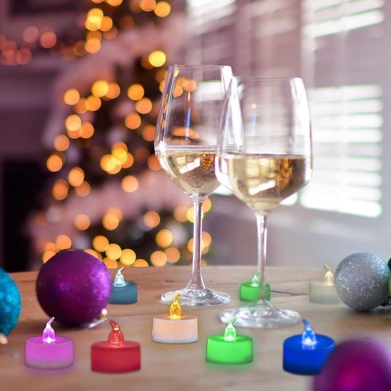 7-Color Changing LED Tea Lights - 24-Pack Flameless Candles