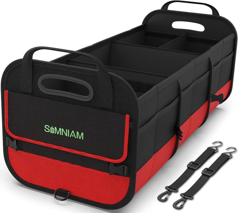Collapsible Multi-Compartment Car Trunk Organizer - Red