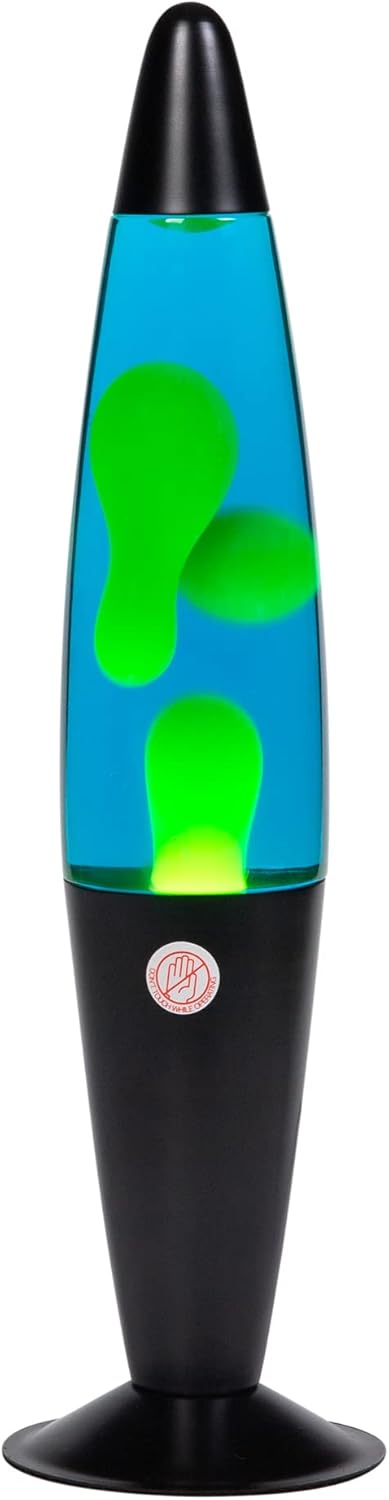 16-Inch Black Magma Motion Lamp with Blue & Yellow Wax