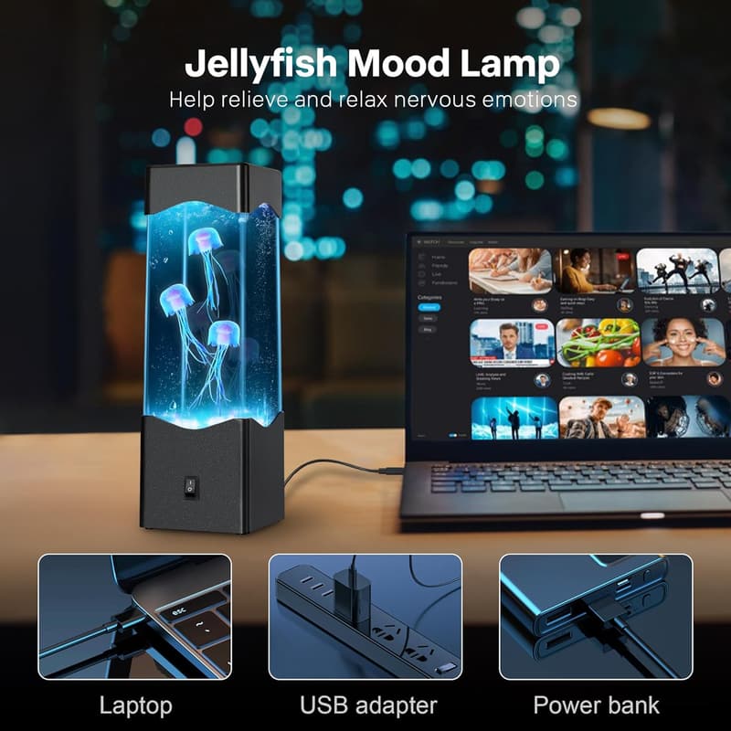 Multi-Color USB Jellyfish Lamp for Bedroom or Office Decor
