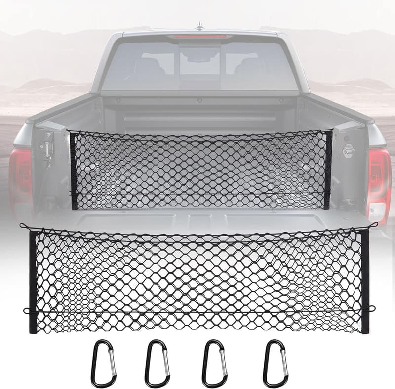 Truck Bed Cargo Net Organizer - Elastic Mesh for Chevy & Ford Trucks