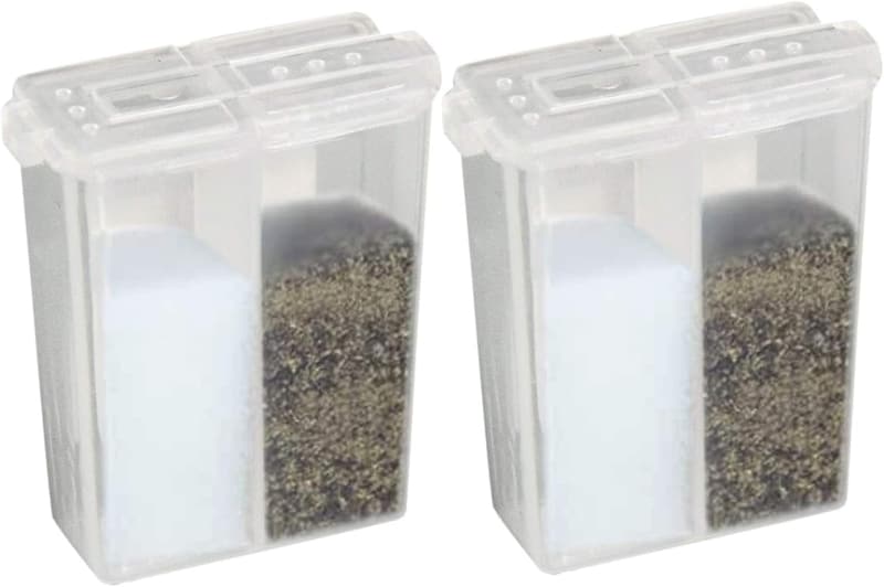 Mini Clear Plastic Salt and Pepper Shakers for Travel - Set of 2