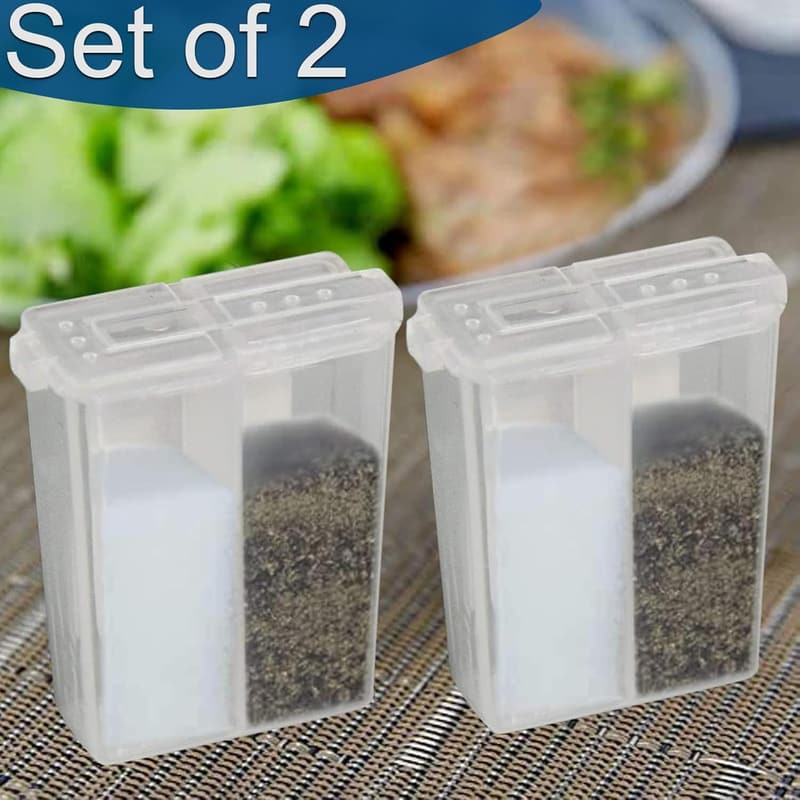 Mini Clear Plastic Salt and Pepper Shakers for Travel - Set of 2