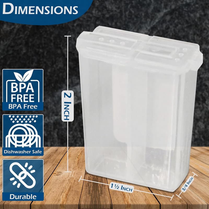 Mini Clear Plastic Salt and Pepper Shakers for Travel - Set of 2
