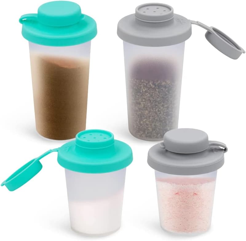 Salt and Pepper Shakers Set with Silicone Lids for Travel