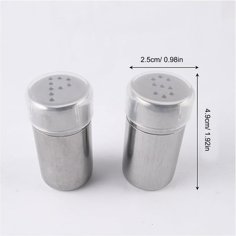 Stainless Steel Mini Salt and Pepper Shakers with Lid - 2-Pack