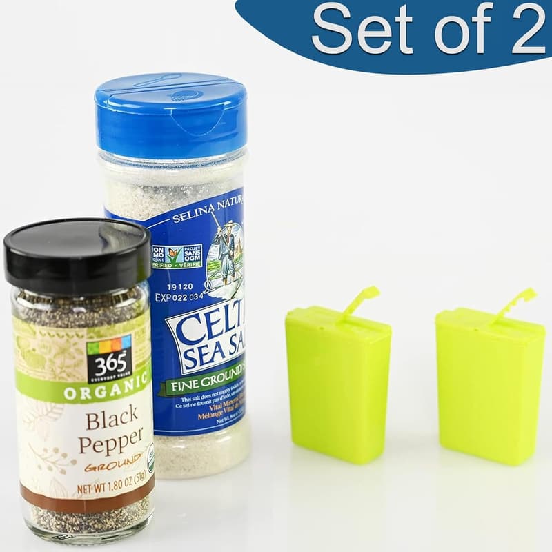 Travel Mini Salt and Pepper Shakers - Set of 2, Dishwasher Safe