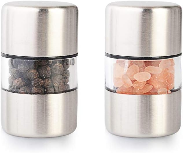 Premium Sea Salt & Pepper Grinder Set - Stainless Steel Spices (2-Pack)