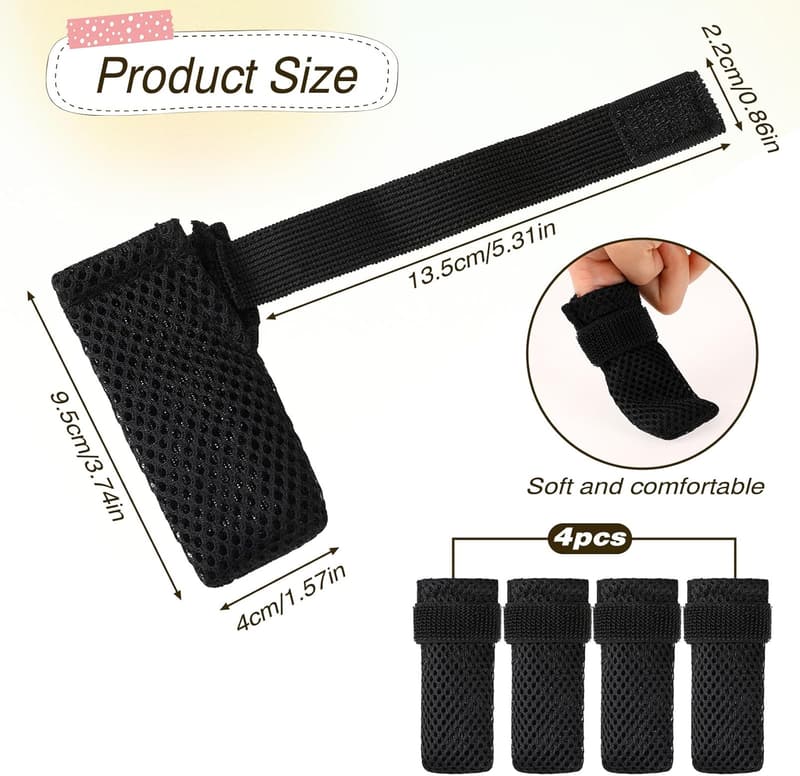 Adjustable Cat Claw Protectors - 4 Pack Black Mesh Boots