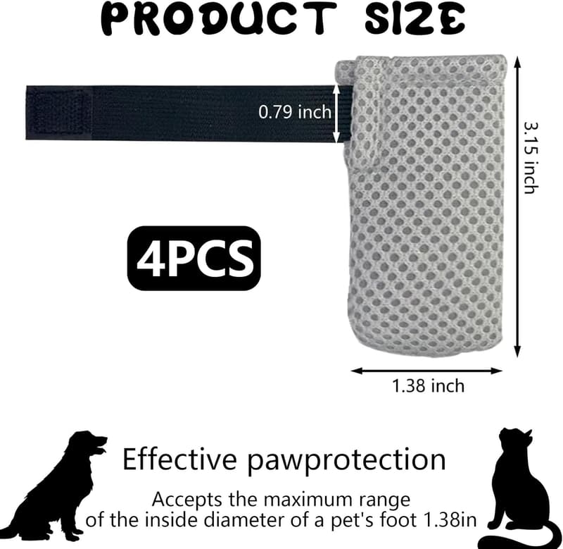 Adjustable Mesh Cat Booties - 4 Pcs, Prevent Scratching