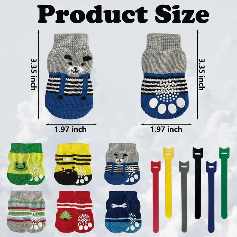 Cat Booties - 24 Pcs Non-Slip with Adorable Patterns for Bathing