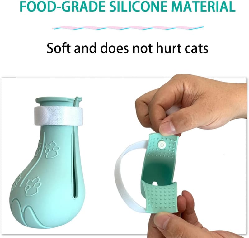 Anti-Scratch Cat Booties - Adjustable Silicone Claw Covers (Green)