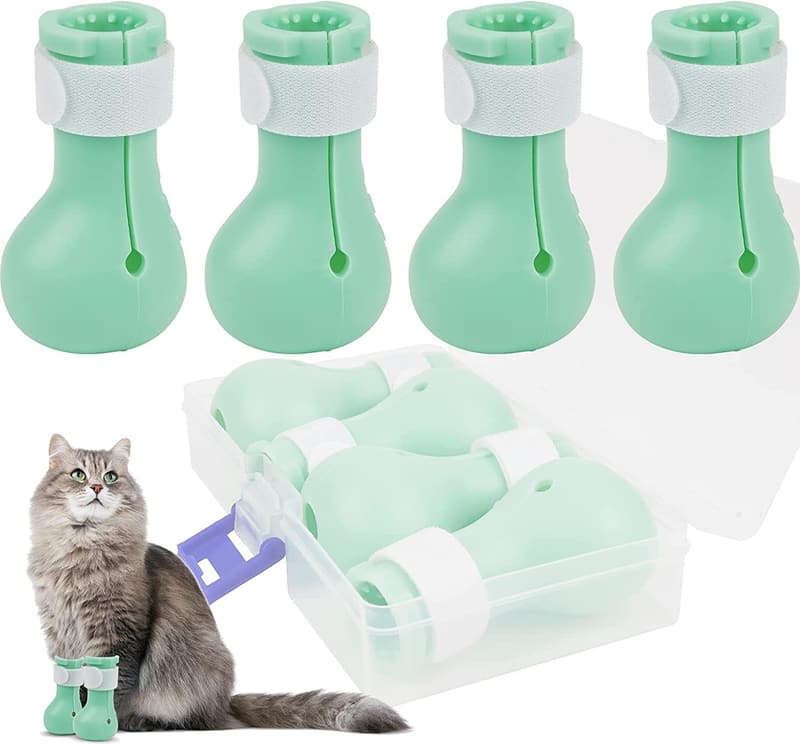 Adjustable Silicone Cat Booties - 4pcs Nail Protection Covers