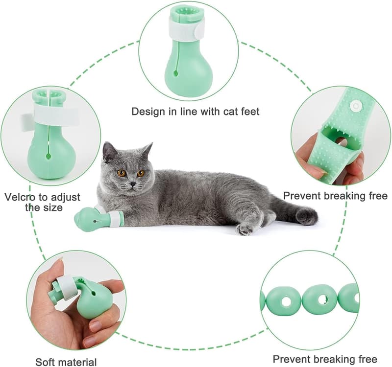 Adjustable Silicone Cat Booties - 4pcs Nail Protection Covers