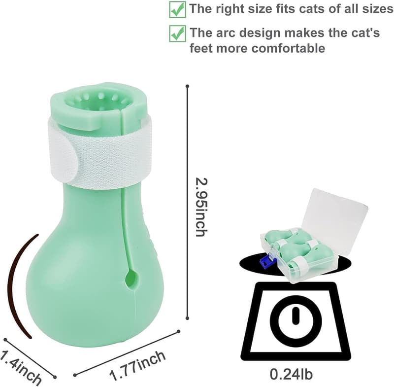 Adjustable Silicone Cat Booties - 4pcs Nail Protection Covers