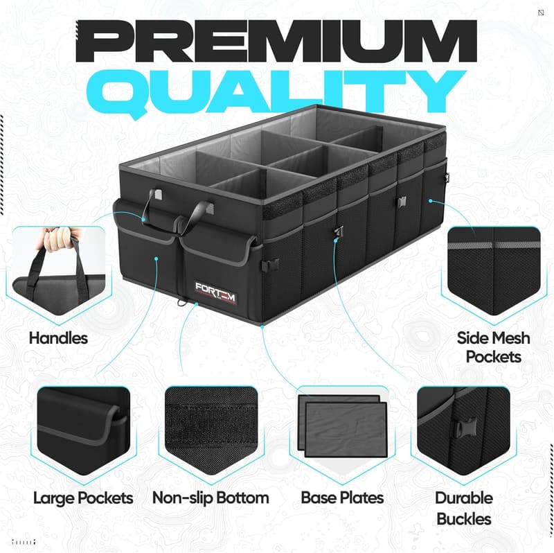 Collapsible SUV Trunk Organizer with Non-Slip Bottom - 85L