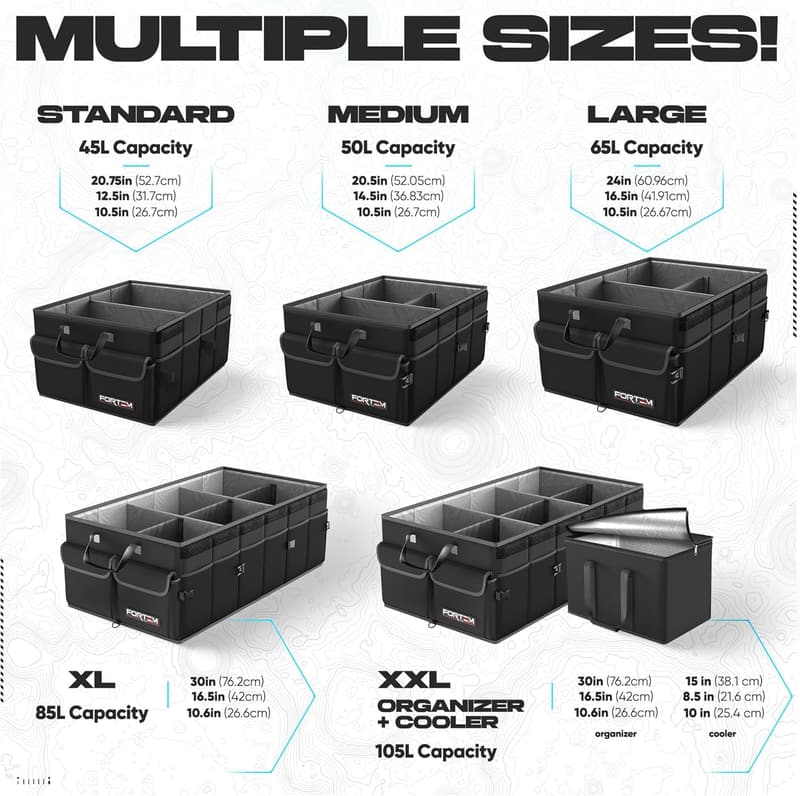 Collapsible SUV Trunk Organizer with Non-Slip Bottom - 85L