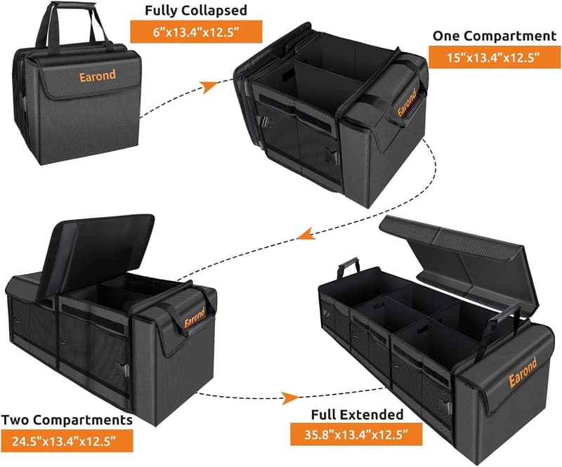 Portable Leakproof Car Trunk Organizer with Cooler Bag