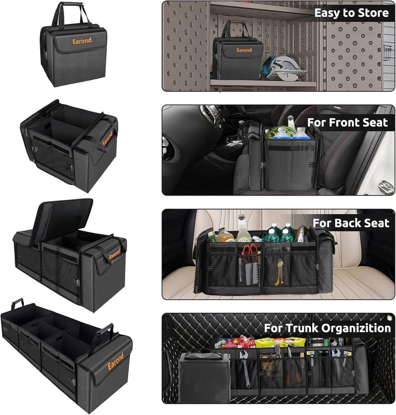 Portable Leakproof Car Trunk Organizer with Cooler Bag