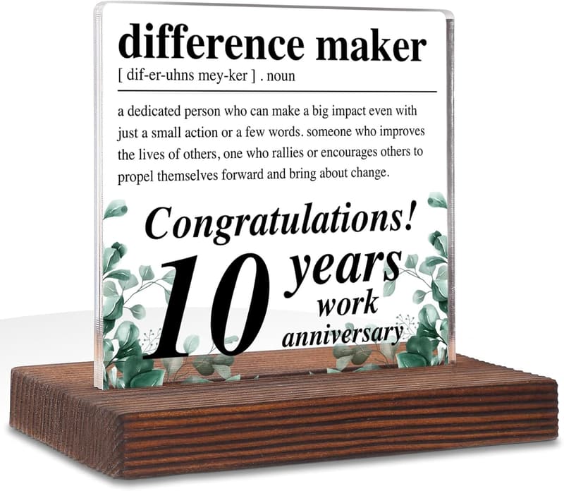 10th Work Anniversary Desk Decor Gift for Employees
