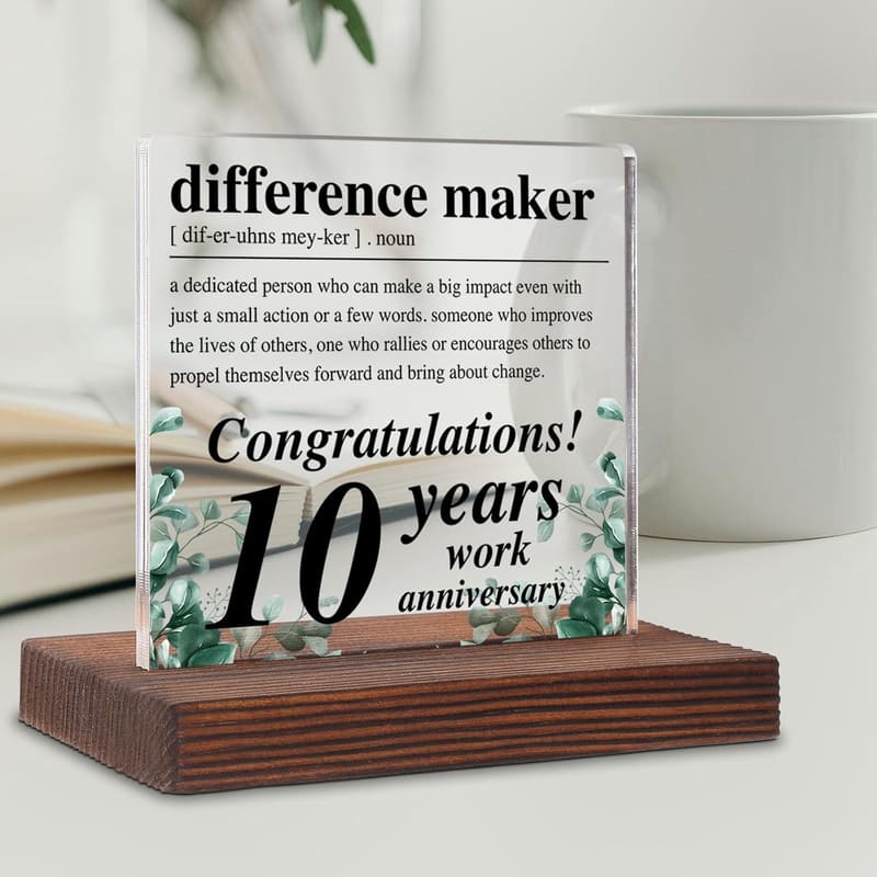 10th Work Anniversary Desk Decor Gift for Employees