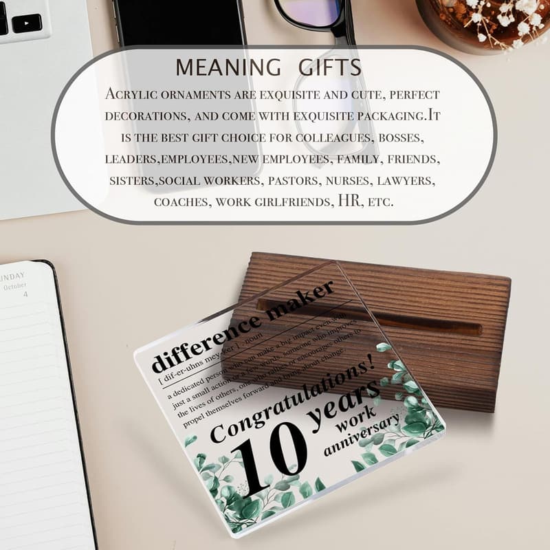 10th Work Anniversary Desk Decor Gift for Employees