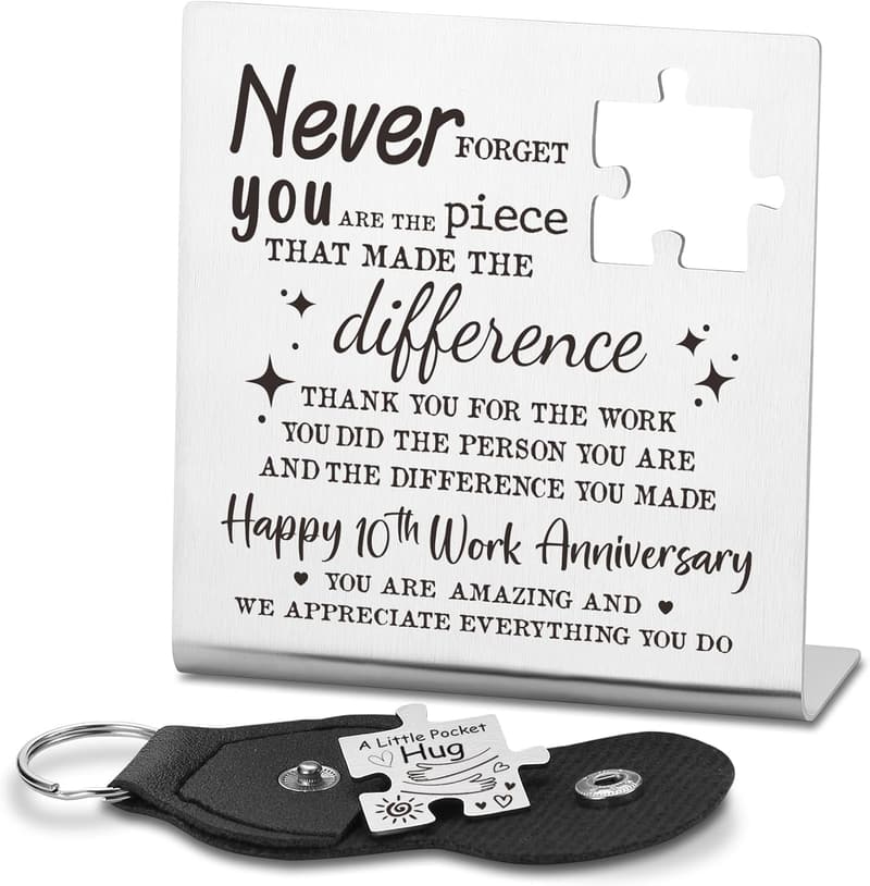 10th Work Anniversary Gift - Thank You Decorative Sign for Women