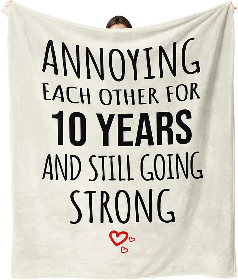 10th Anniversary Throw Blanket Gift for Couples - 60
