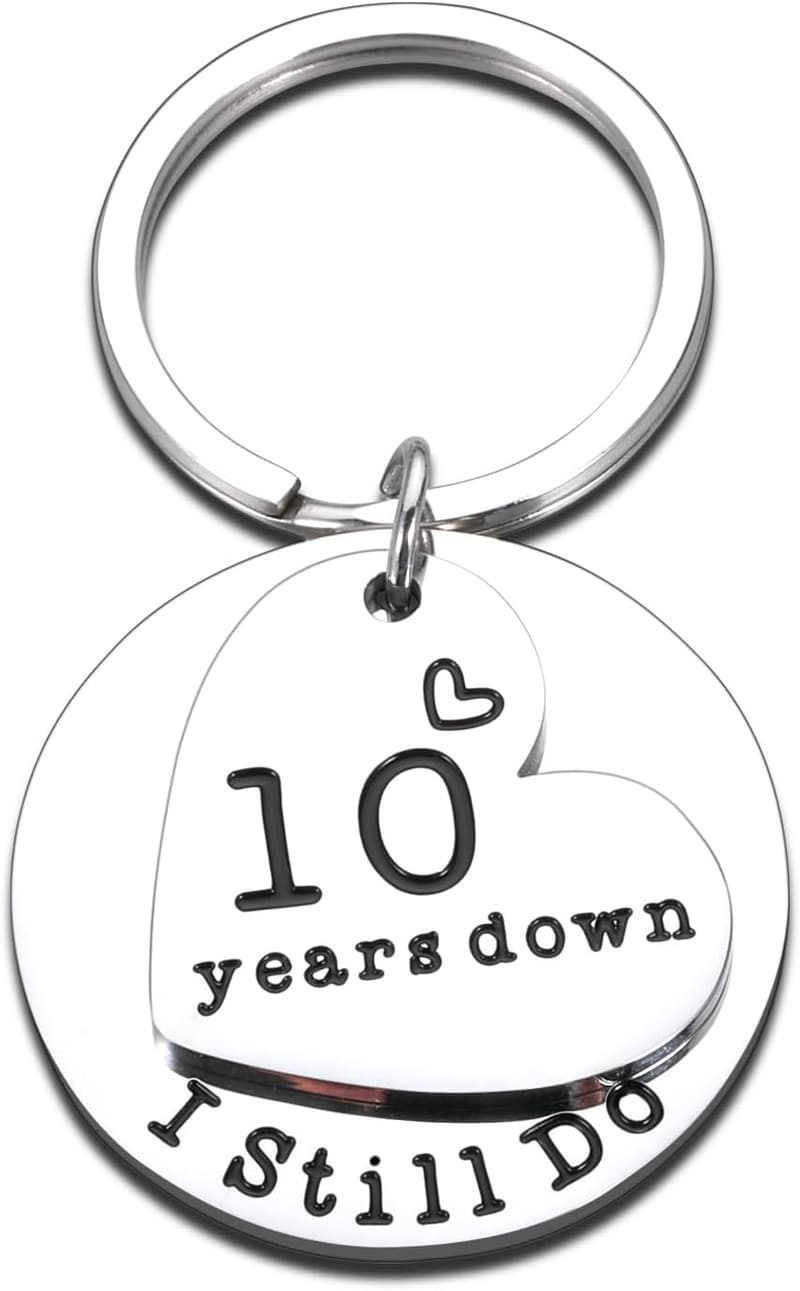 10th Anniversary Keychain & Bookmark Gift for Couples