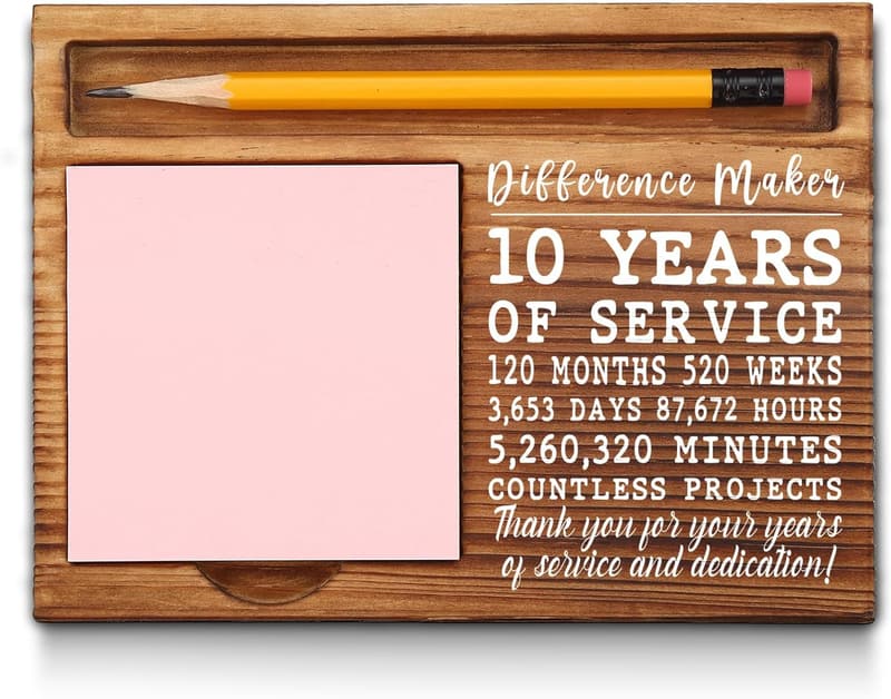 10th Work Anniversary Sticky Note Holder Gift for Employees