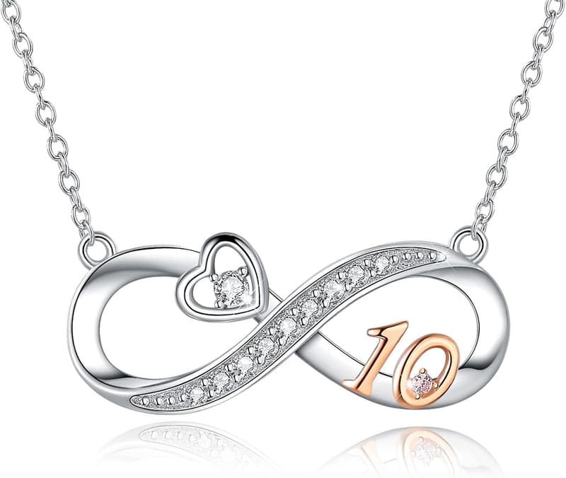5th Anniversary 925 Silver Lucky Number Heart Necklace for Her