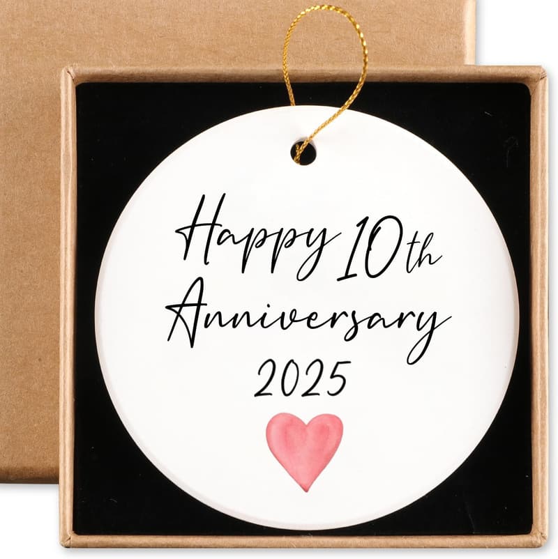 Happy 10th Anniversary Ceramic Keepsake Ornament for Couples