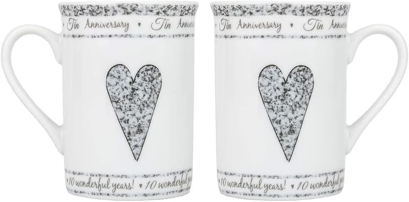 10th Anniversary Ceramic Mug Set - Dishwasher & Microwave Safe